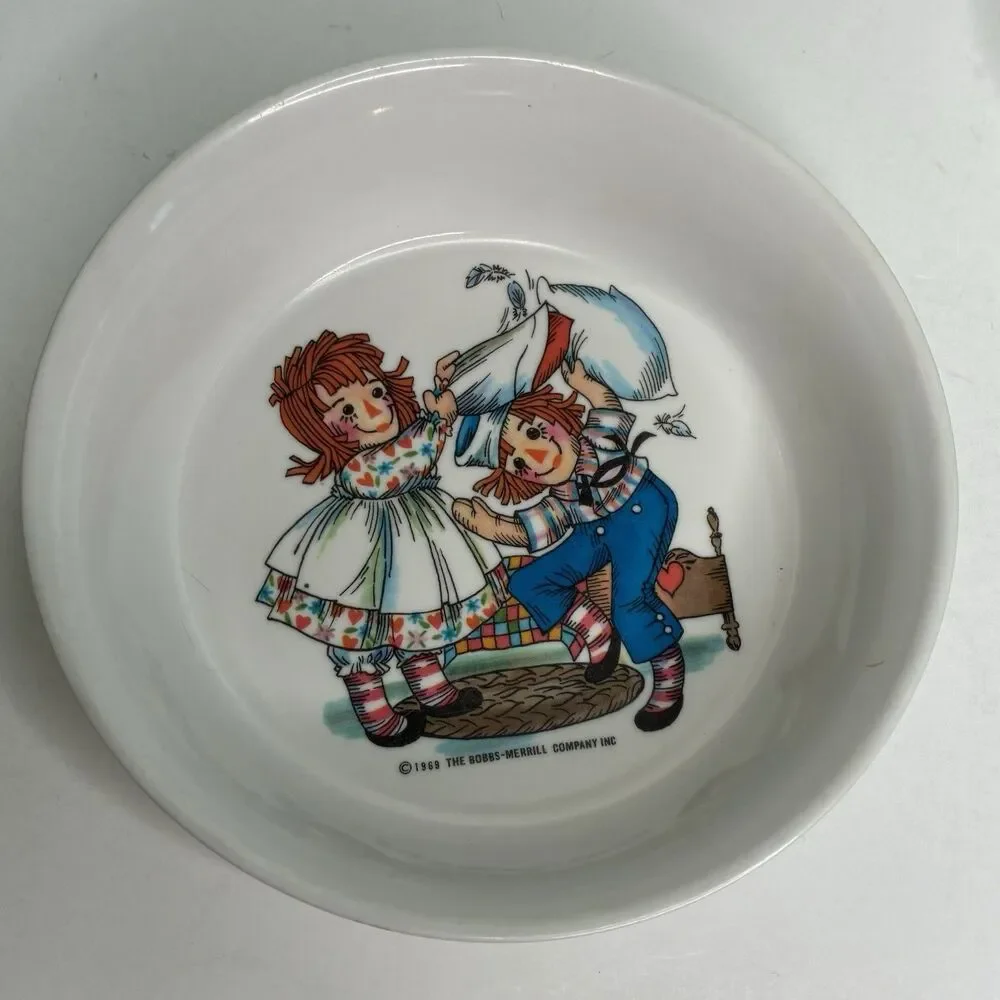 Vintage 1969 Raggedy Ann & Andy Children’s Dish Set Oneida Deluxe Set of 3